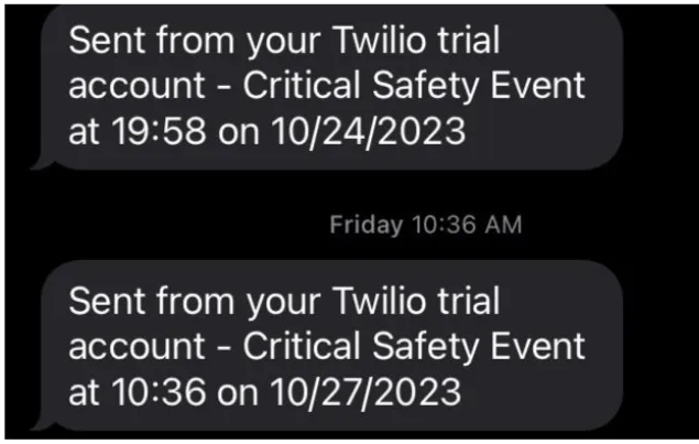 Twilio Security Message